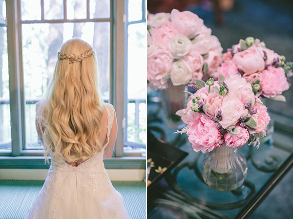woodlands-wedding-pink-flowers-brides-hairstyle-long-hair