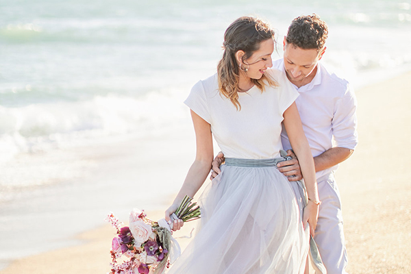 Romantic engagement session at the beach