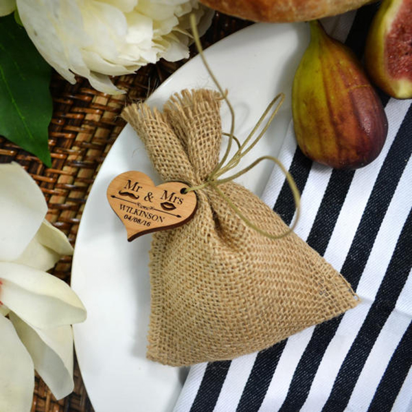 Hessian Bag with Wooden Gift Tag