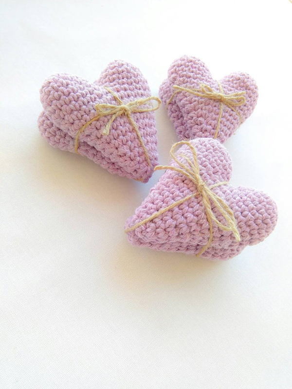 Crochet Lavender Hearts