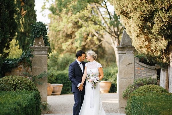 Beautiful white green and pink wedding in Italy