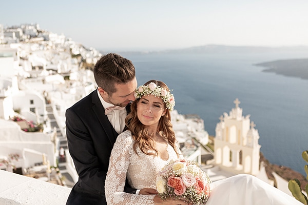 Beautiful wedding with pastel colours in Santorini │ Sofia & Martin