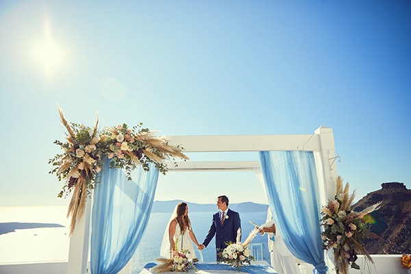 Romantic wedding with bohemian elegant touches in Santorini│ Kate & Dylan