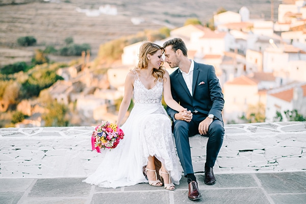 Modern summer wedding in Kythnos with vivid colors │ Athina & Panagiotis