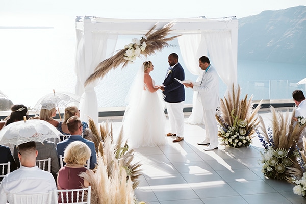 Intimate destination wedding in Santorini with pampas grass │ Leanne & Cecil
