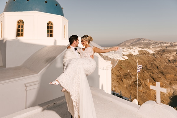Glamorous summer wedding in Santorini island with pastel hues │ Antigoni & Teddy