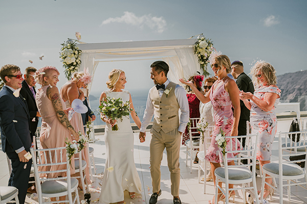 Gorgeous summer wedding in Santorini with romantic florals │ Stephanie & Prince