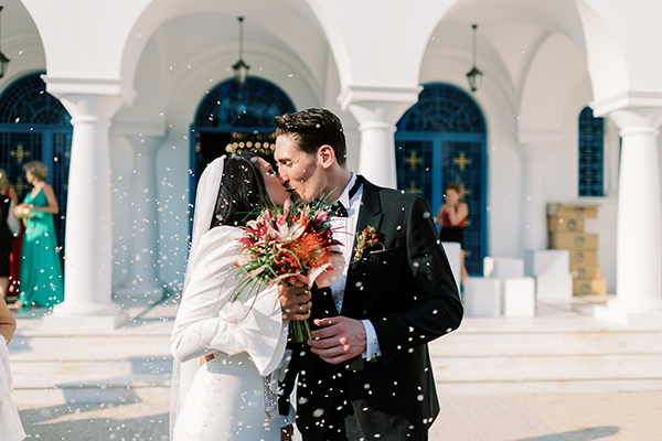Chic tropical wedding in Athens with colorful blooms│ Evi & Aris