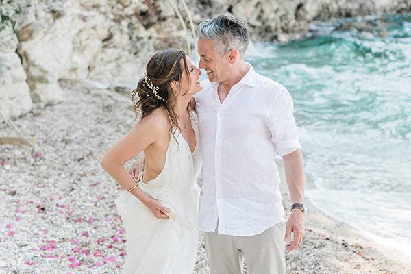 Intimate summer wedding in Meganisi with pampas grass and olive leaves │ Gaynor & Simon
