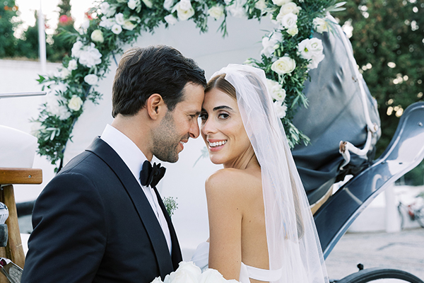 Fairytale summer wedding in Spetses island with gorgeous white florals │ Antonia & Nikolaos