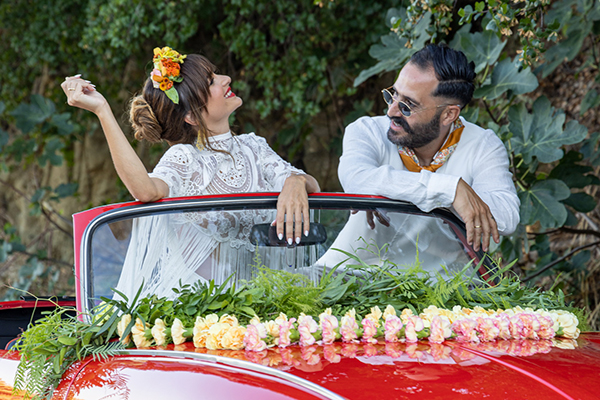 Modern Summer wedding in Tinos with a Mexican Flair and Colorful flowers | Eliza & Dimitris
