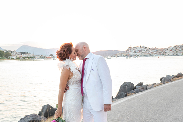 Colorful summer wedding in Poros with bougainvillea | Katerina & Dimitris