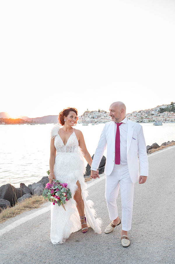 Colorful summer wedding in Poros with bougainvillea | Katerina & Dimitris