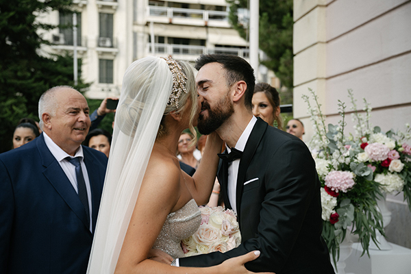 Beautiful summer wedding in Thessaloniki with pale pink flowers | Margarita & Nikos