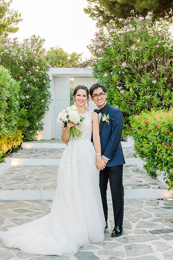 Elegant summer wedding in Athens with all white decoration | Sylvie & Justin