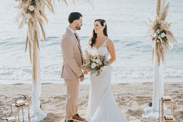 A bohemian fall wedding in Lefkada with pampas grass | Ellie & Taulant